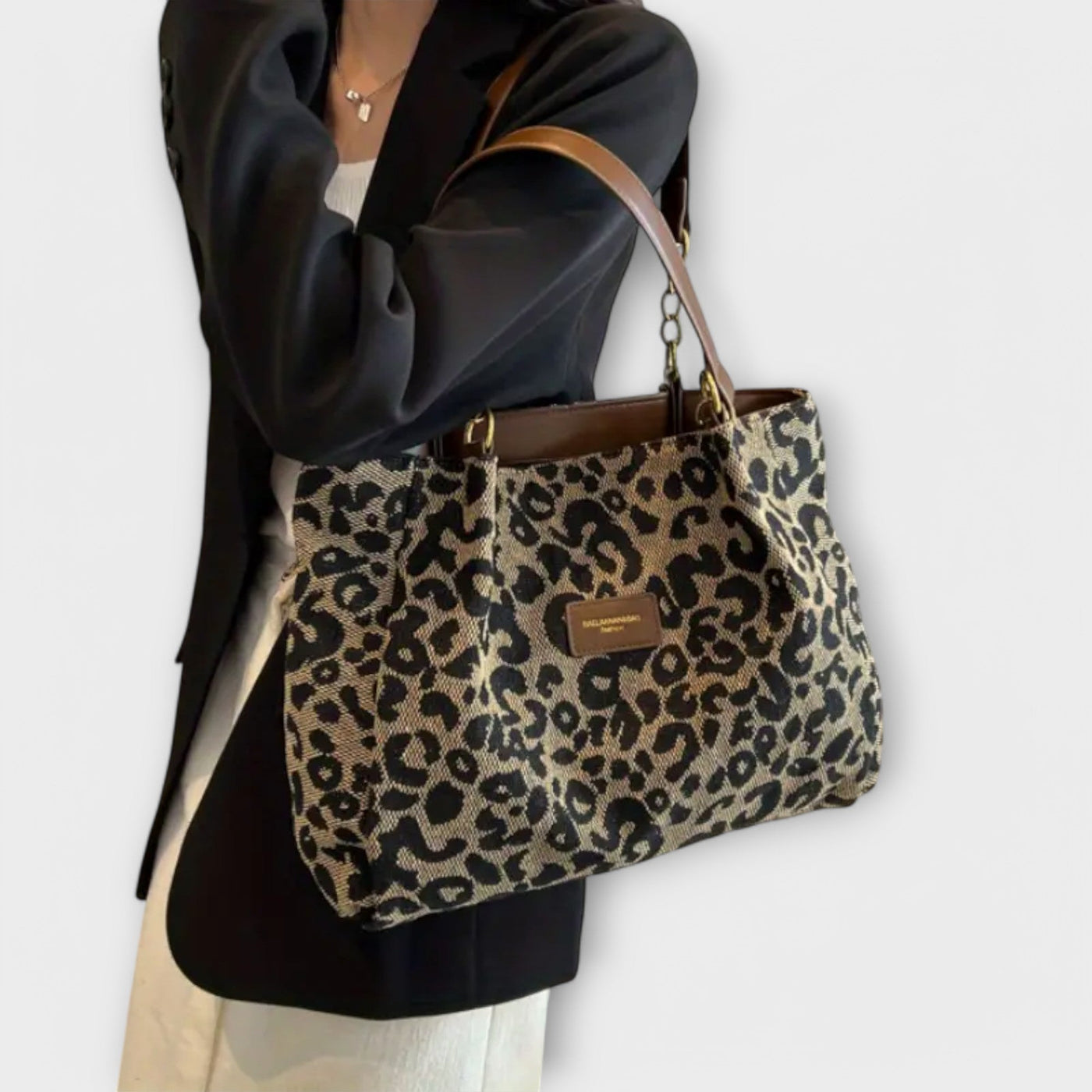 Maison - Tote bag en toile léopard