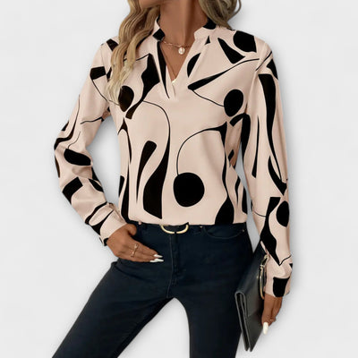 Blouse élégante à manches longues avec encolure en V