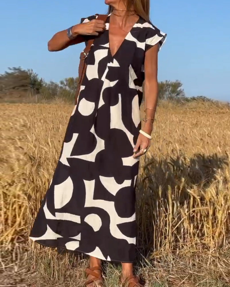 SITA - Robe imprimée avec décolleté en V