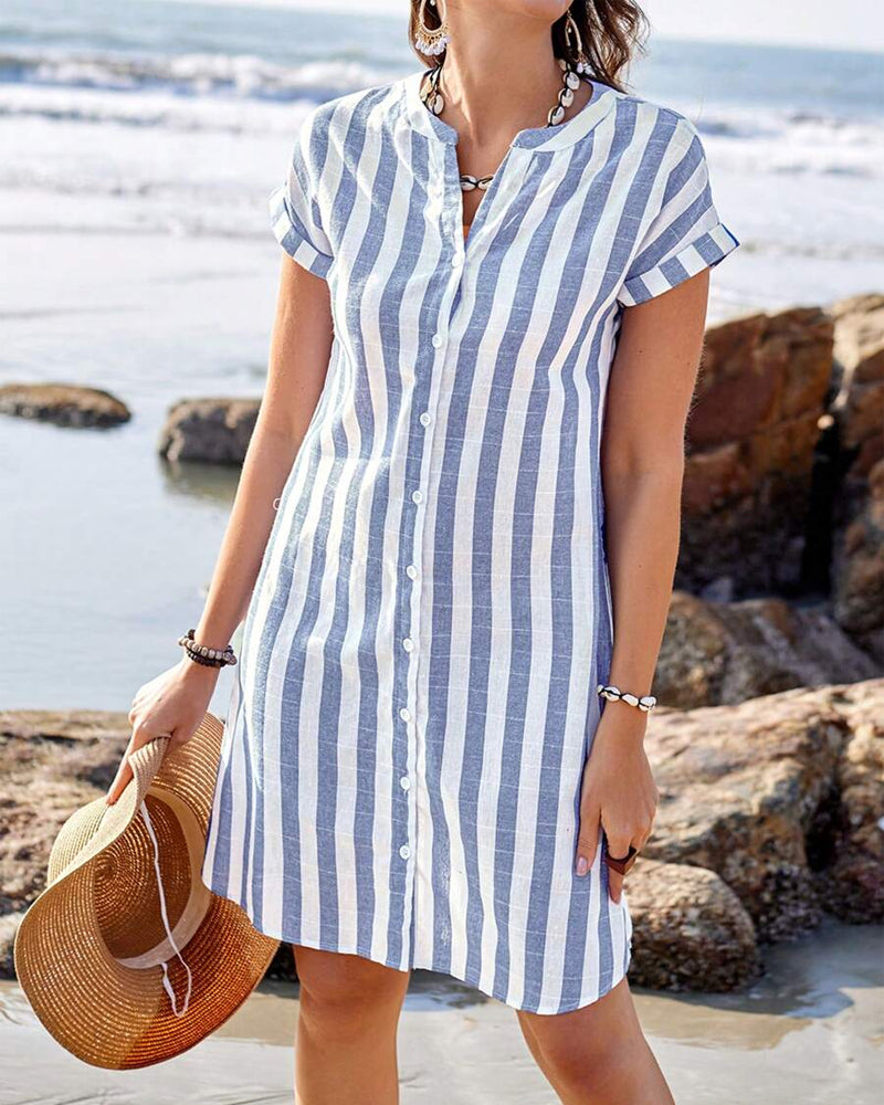 Martine™ | Robe chemise élégante à rayures