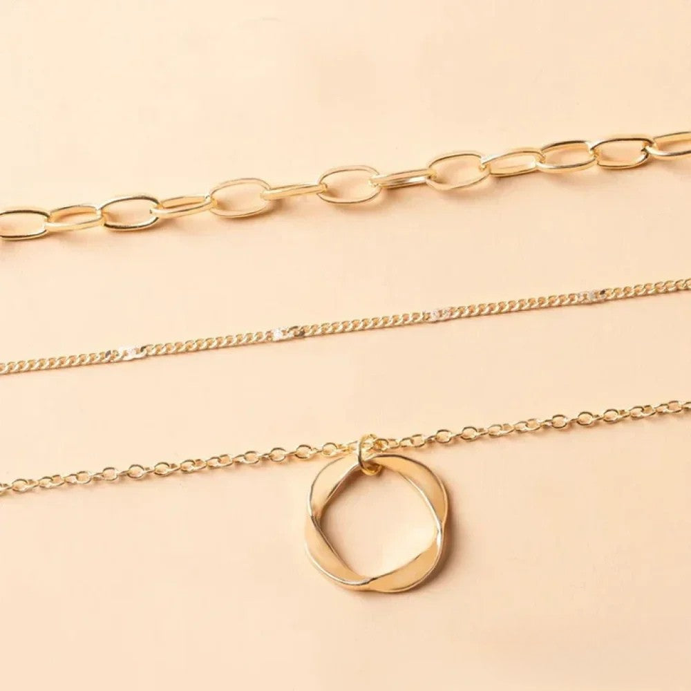 Collier Superposé Rétro Doré