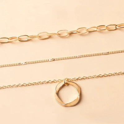 Collier Superposé Rétro Doré