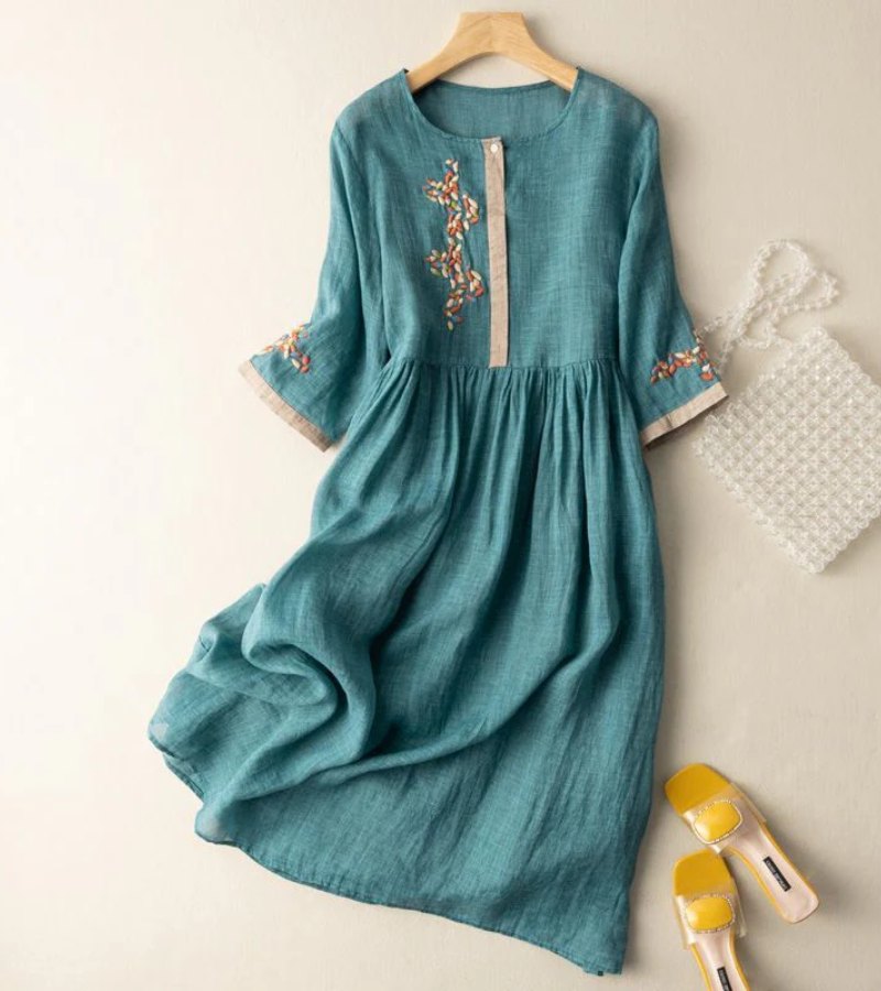 RENATA | Robe en Coton et Lin au Charme Naturel