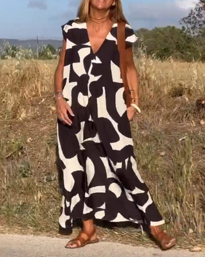 SITA - Robe imprimée avec décolleté en V