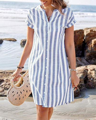 Martine™ | Robe chemise élégante à rayures