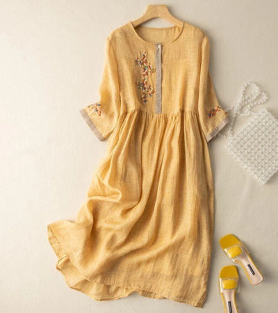 RENATA | Robe en Coton et Lin au Charme Naturel
