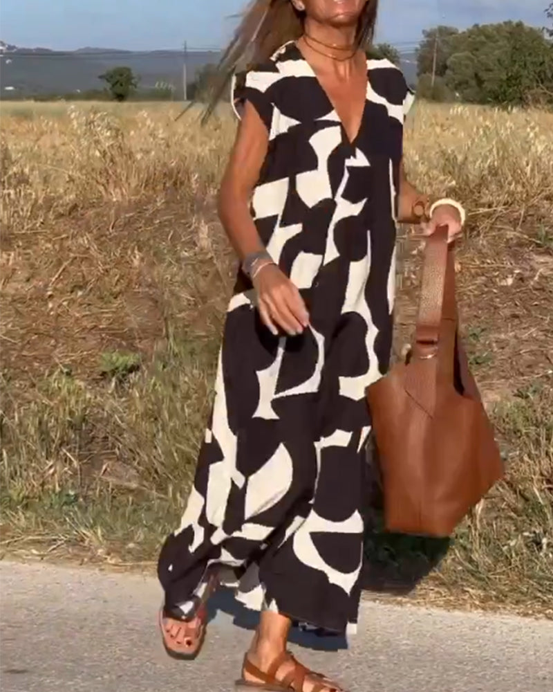 SITA - Robe imprimée avec décolleté en V