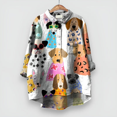 Kathrin | Blouse aérienne avec motif de chien en matériau premium