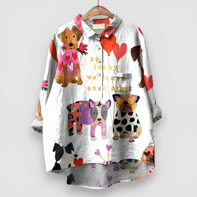 Kathrin | Blouse aérienne avec motif de chien en matériau premium