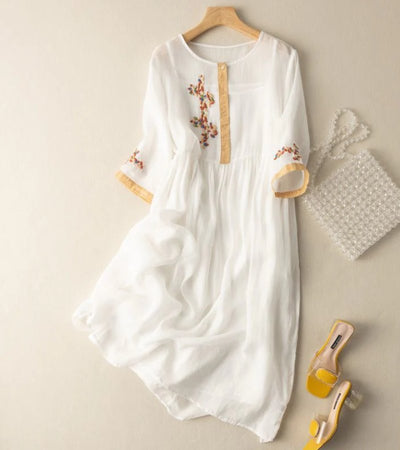 RENATA | Robe en Coton et Lin au Charme Naturel