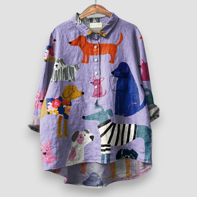 Kathrin | Blouse aérienne avec motif de chien en matériau premium