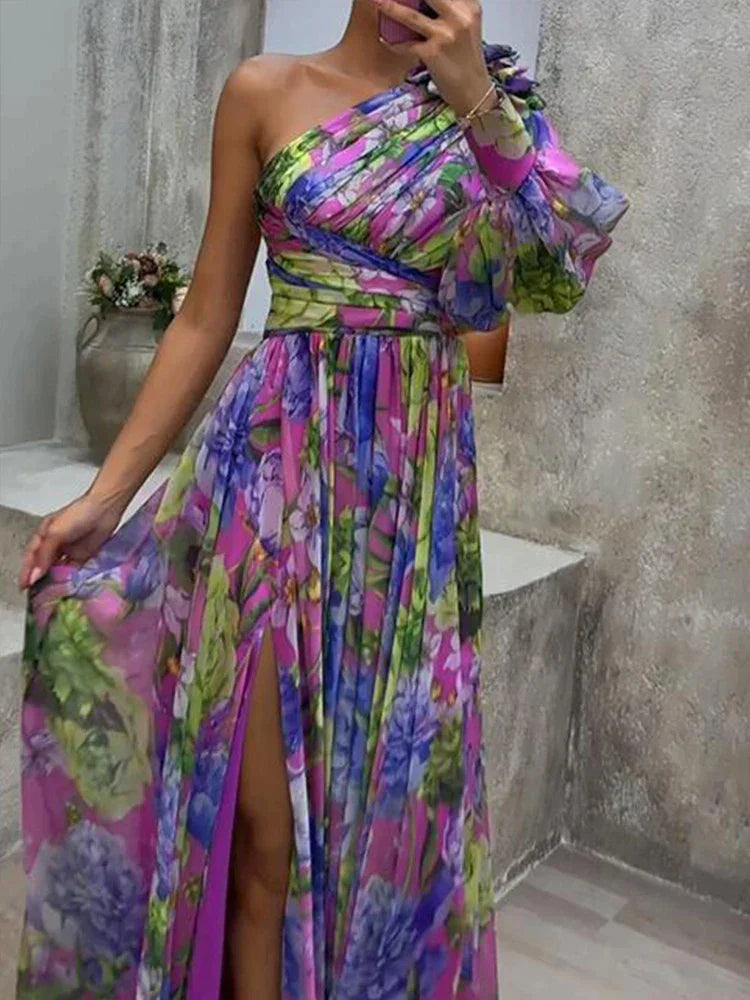 Amara - Robe maxi florale à une épaule