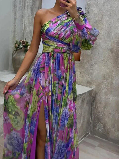 Amara - Robe maxi florale à une épaule