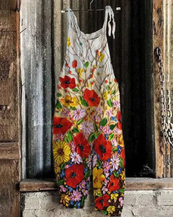 Combinaison Fleurie Vintage en Acrylique