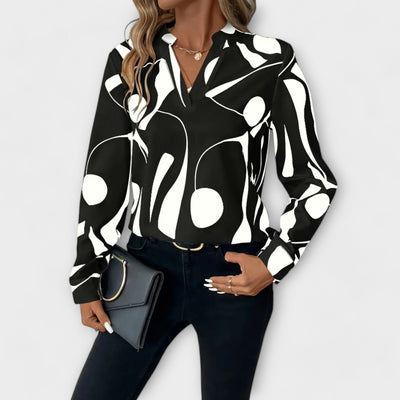 Blouse élégante à manches longues avec encolure en V