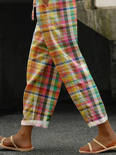 Michelle | Pantalon Confortable À Carreaux