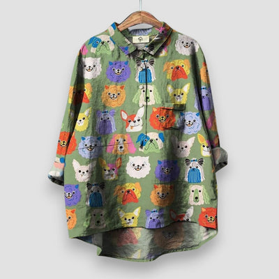 Kathrin | Blouse aérienne avec motif de chien en matériau premium