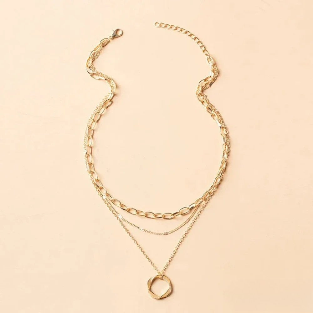 Collier Superposé Rétro Doré
