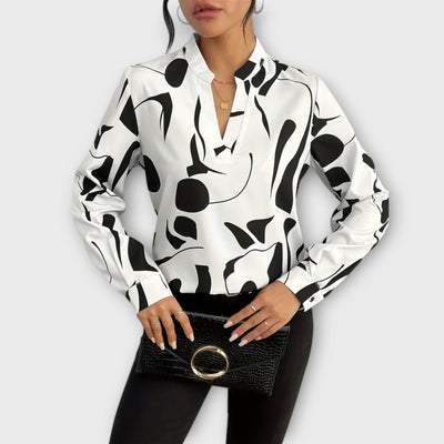 Blouse élégante à manches longues avec encolure en V