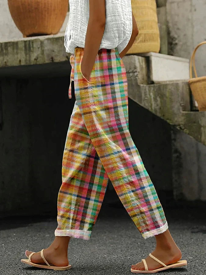 Michelle | Pantalon Confortable À Carreaux