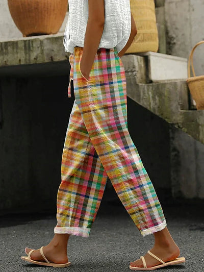 Michelle | Pantalon Confortable À Carreaux