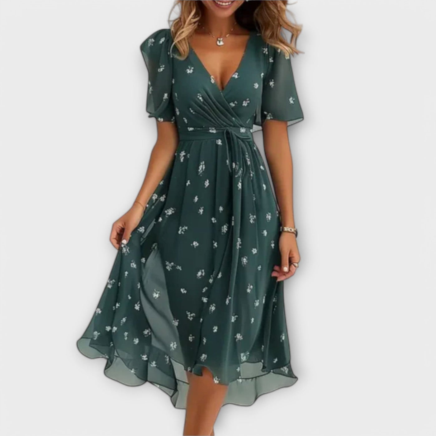Annegret – Robe femme avec décolleté en V