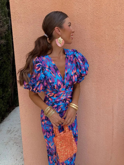 Lily™ | Robe Colorée avec Manches Plissées