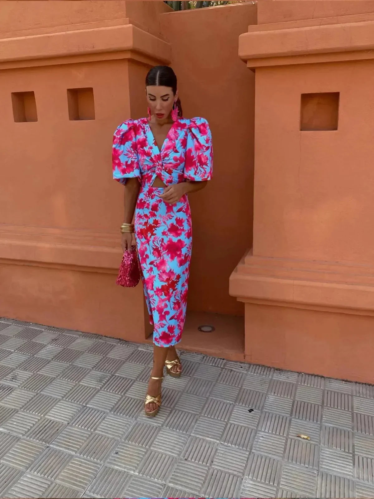 Lily™ | Robe Colorée avec Manches Plissées