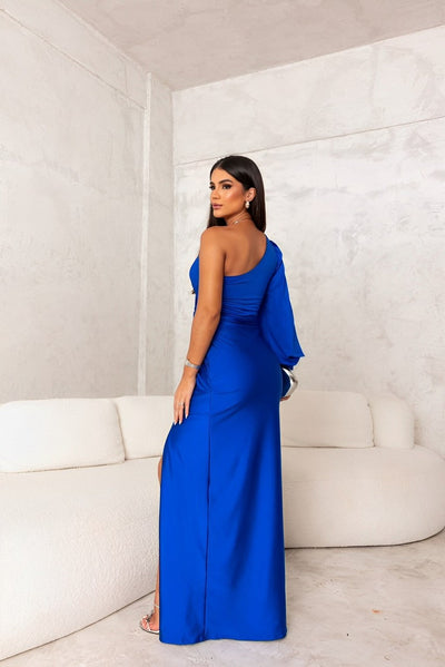 VERA – ROBE DE SOIRÉE SATIN À UNE ÉPAULE