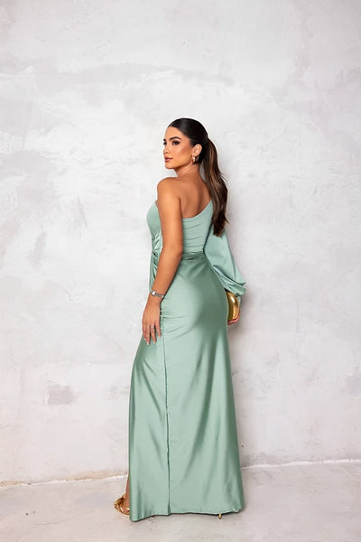 VERA – ROBE DE SOIRÉE SATIN À UNE ÉPAULE